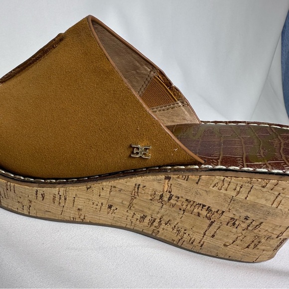 SAM EDELMAN Ranger Cork Wedge Brown Platform Open Toe Sandals sz 8.5 - Picture 5 of 11
